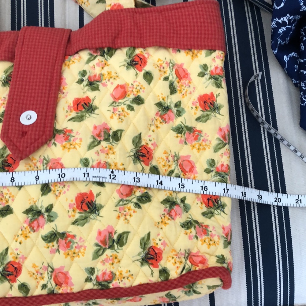 April Cornell for Silversti large yellow floral quilted fabric tote bag EUC - Picture 8 of 10